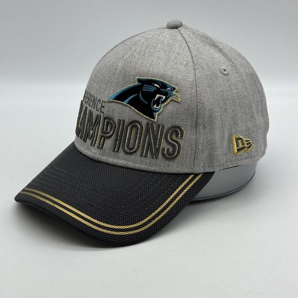 Carolina Panthers Hat Cap Mens Gray Adjustable Super Bowl 50 Conference Champs - Picture 2 of 12